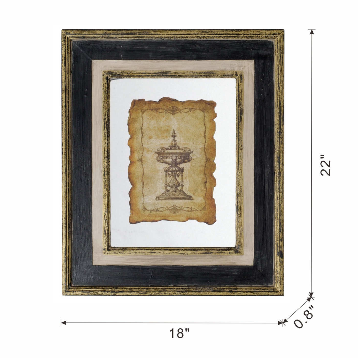18x22" Lucian Framed Antiqued Sculpture Print