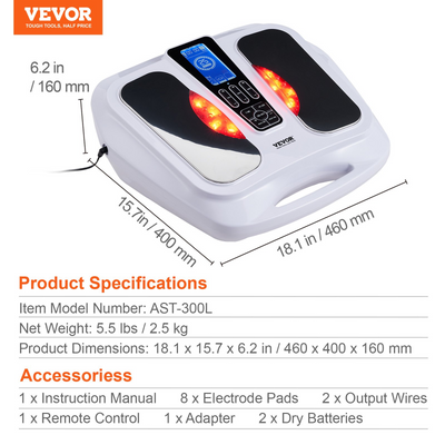 VEVOR Foot Circulation Stimulator with Heat EMS & TENS Foot Neuropathy Massager