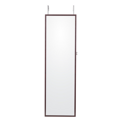 VEVOR Mirror Jewelry Cabinet 47.05in Lockable Wall or Door Mounted Armoire Brown