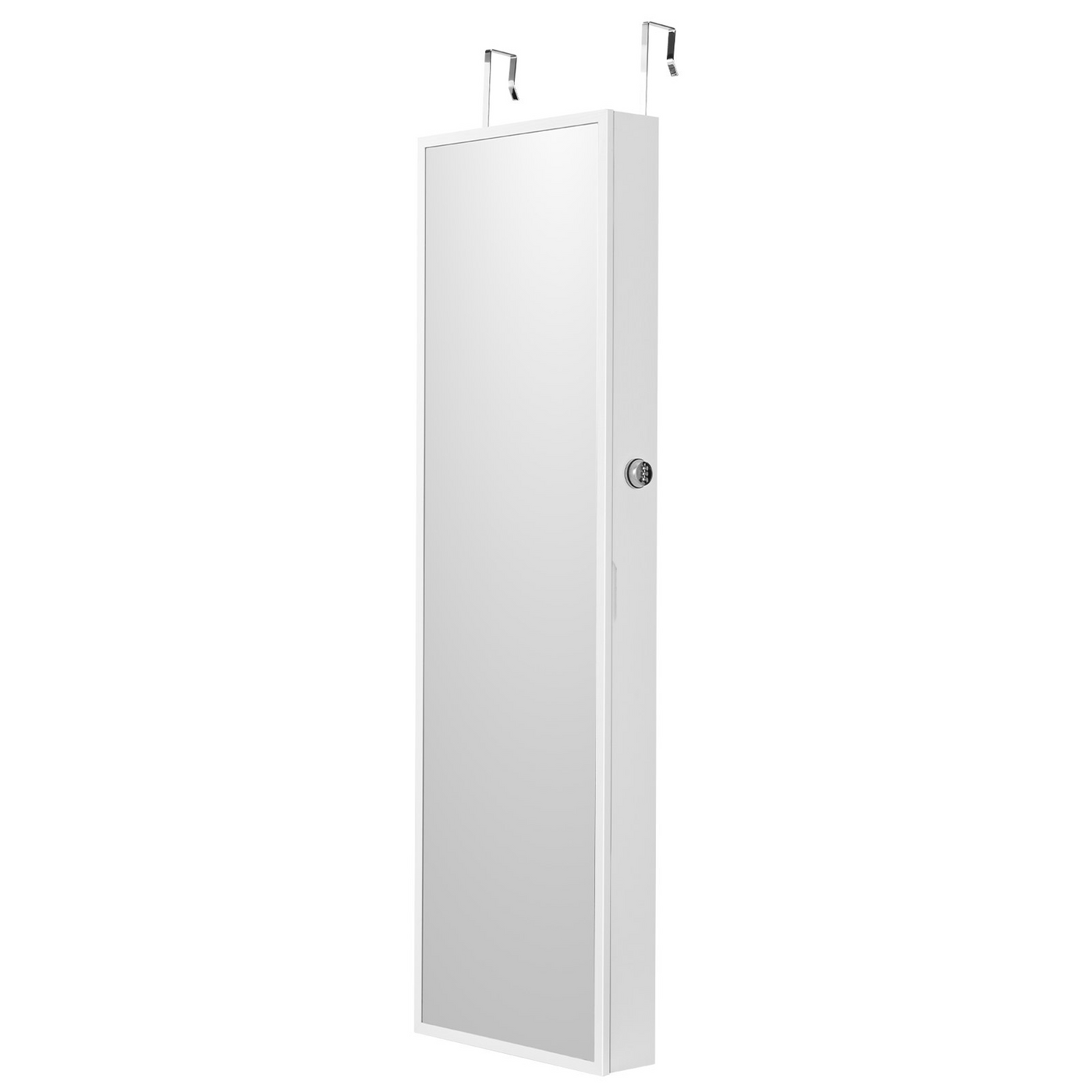 VEVOR Mirror Jewelry Cabinet 47.05in Lockable Wall or Door Mounted Armoire White