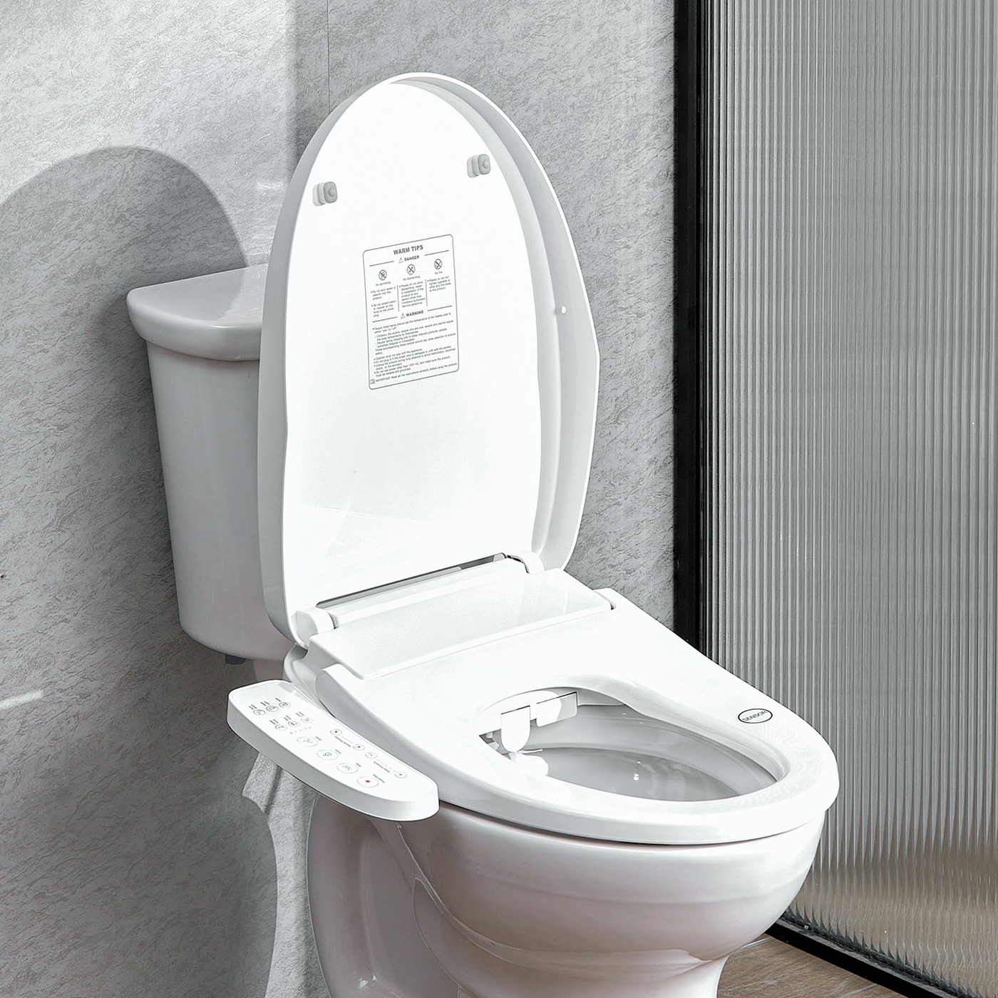 Elongated Bidet Toilet Seat Electric Smart Heated Seat Side Arm Control