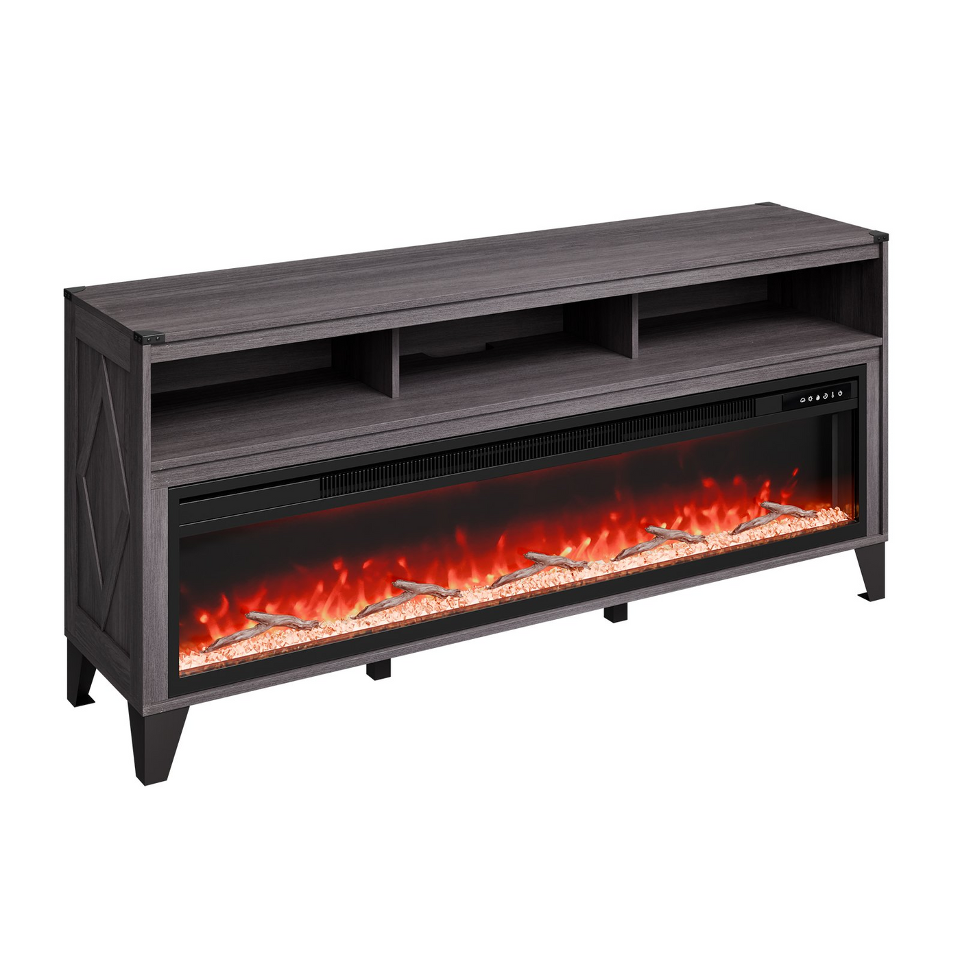 VEVOR 80" Fireplace TV Stand with 20 Flame Clolors Remote Control & Timer Black