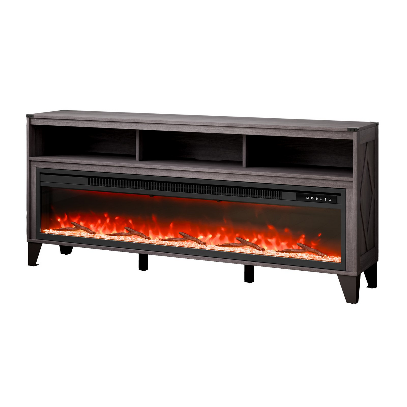 VEVOR 80" Fireplace TV Stand with 20 Flame Clolors Remote Control & Timer Black
