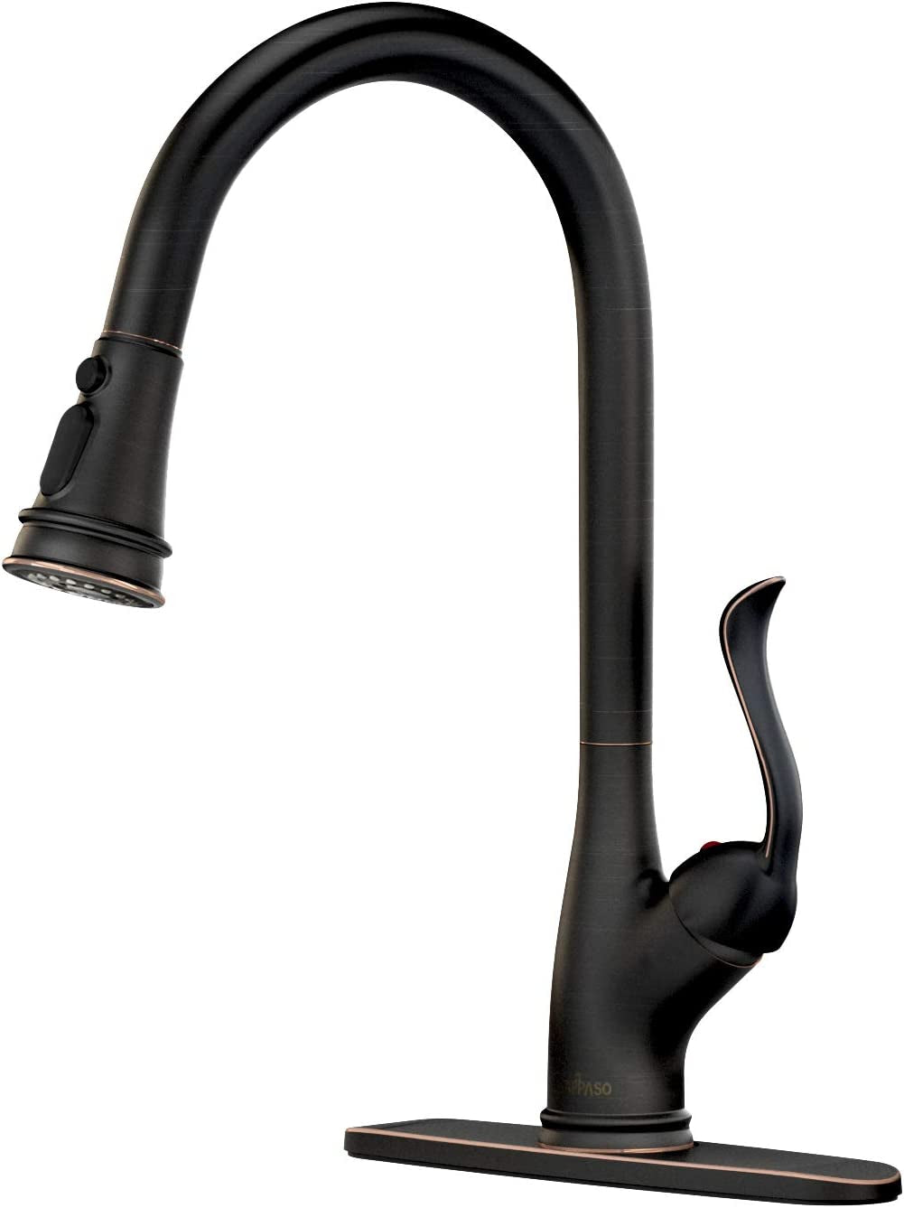 Pull down Kitchen Faucet with Sprayer Oil Rubbed Bronze, Single Handle One Hole High Arc Pull Out Spray Head Kitchen Sink Faucet with Deck Plate