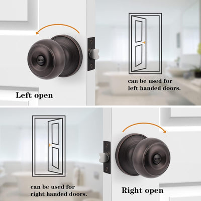 Door Lock, Privacy Door Knobs with Lock, Interior Door Knobs, Bedroom Door Lock, Oil Rubbed Bronze, 3 Pack