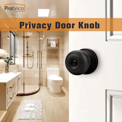 Door Lock, Privacy Door Knobs with Lock, Interior Door Knobs, Bedroom Door Lock, Oil Rubbed Bronze, 3 Pack