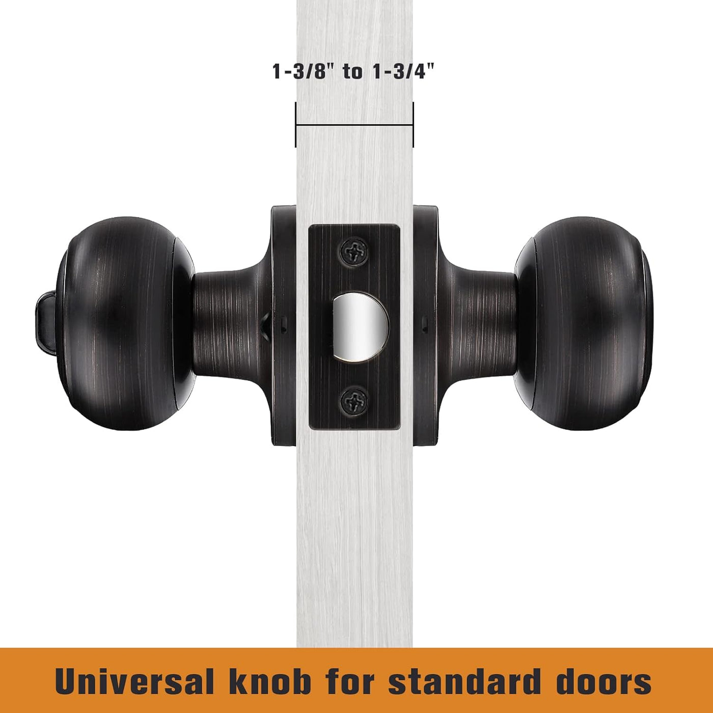 Door Lock, Privacy Door Knobs with Lock, Interior Door Knobs, Bedroom Door Lock, Oil Rubbed Bronze, 3 Pack