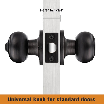 Door Lock, Privacy Door Knobs with Lock, Interior Door Knobs, Bedroom Door Lock, Oil Rubbed Bronze, 3 Pack