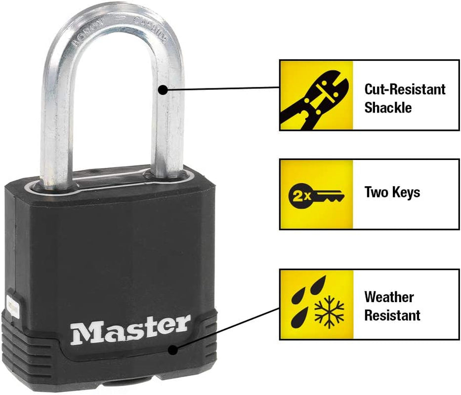 Magnum Heavy Duty Outdoor Padlock with Key, Weather Resistant Body and Cut Resistant Shackle Make Lock Perfect for Fences, Gates, Sheds, M115XDLF
