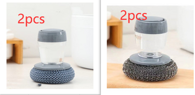 Kitchen Soap Dispensing Palm Brush Cleaner Push-type