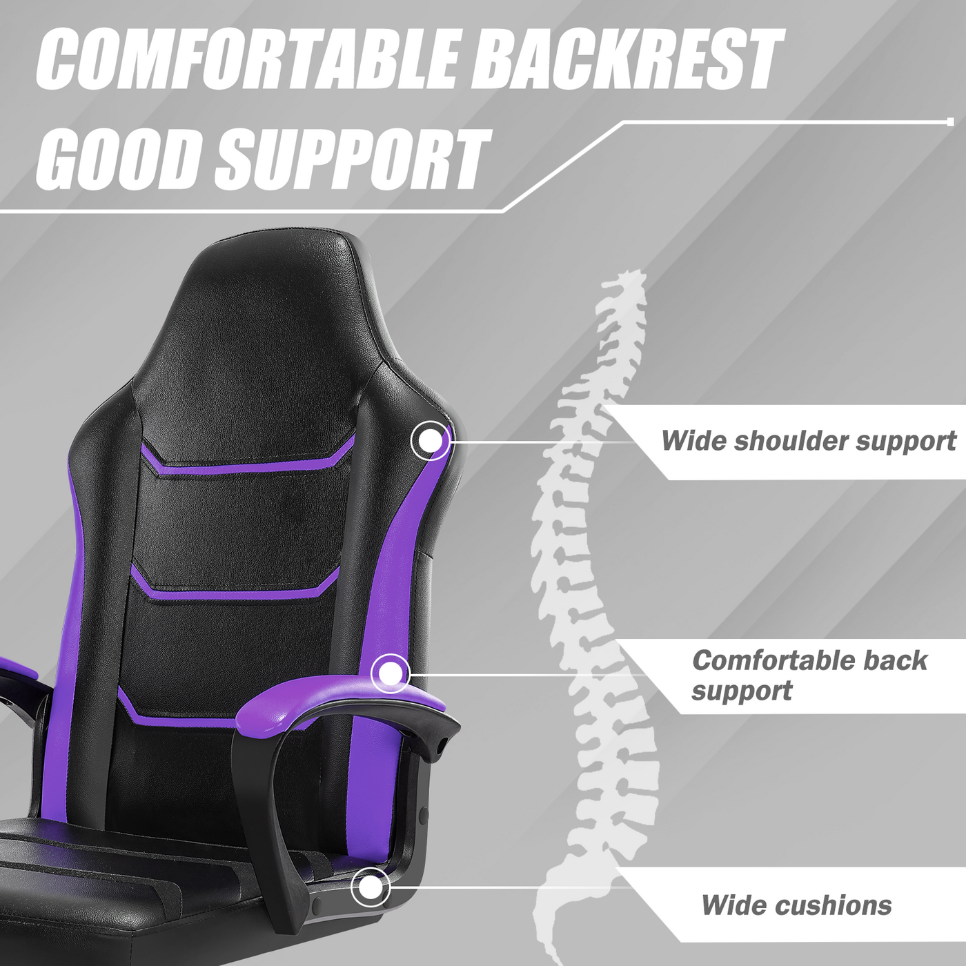 Ergonomic Gaming Chair, Comfortable Computer Chair for Heavy People, PU Leather Video Game Chairs for Adults, Adjustable Office Chair Gamer Chair