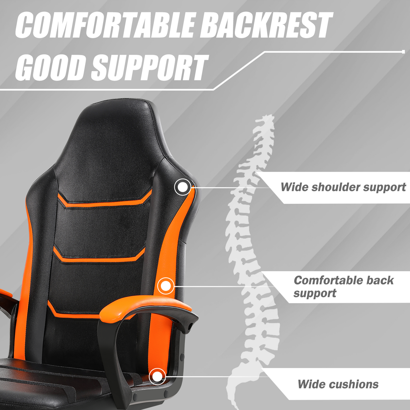 Ergonomic Gaming Chair, Comfortable Computer Chair for Heavy People, PU Leather Video Game Chairs for Adults, Adjustable Office Chair Gamer Chair